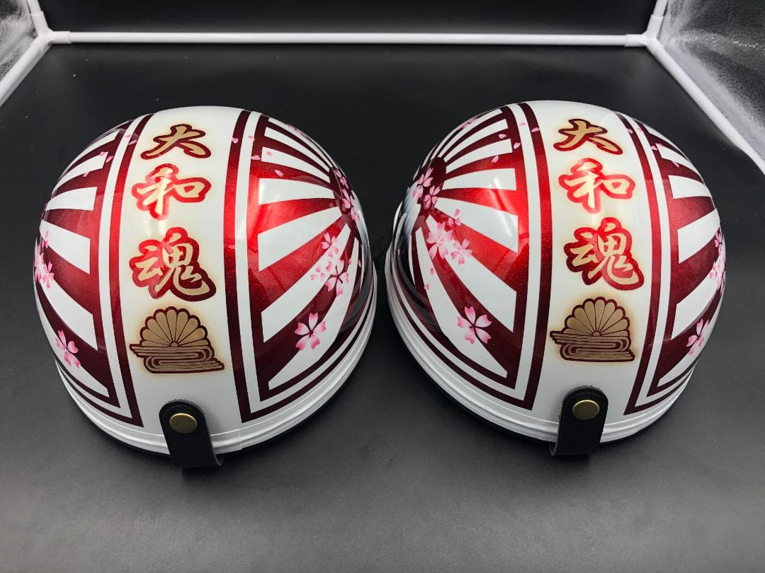 コルク半　カスタム　富士日章　三つボタン　ホワイトレッド　ラメ　桜　セット