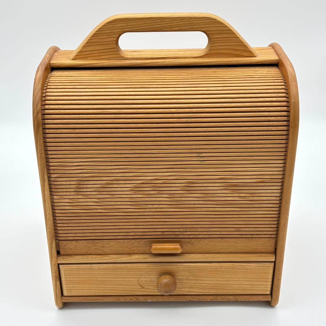 レトロ コスメボックス 蛇腹シャッター 木製