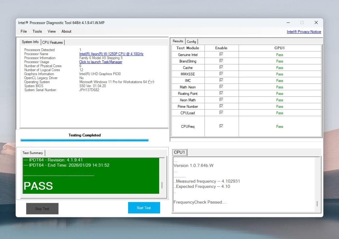 高性能CPU★Intel Comet Lake Xeon W-1250P