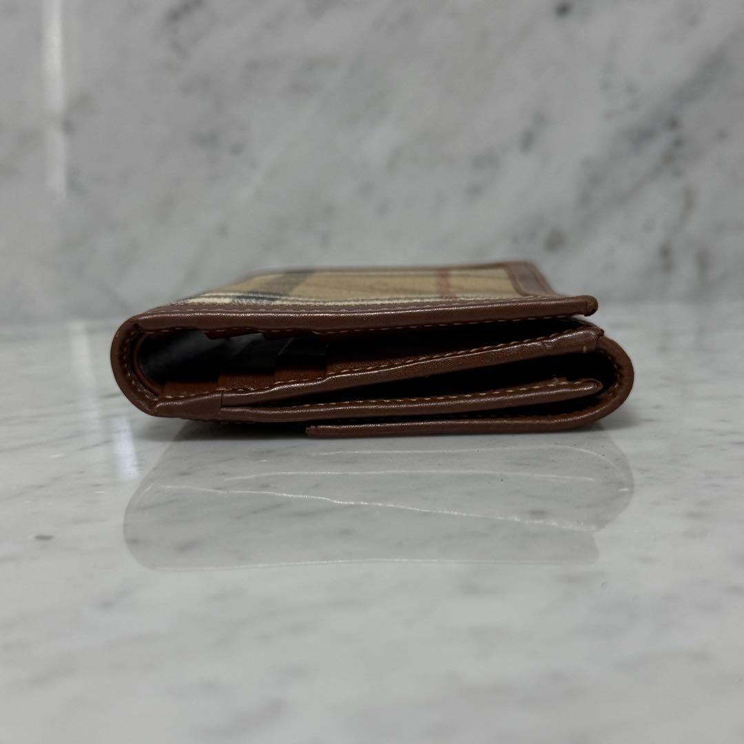 美品 BURBERRY バーバリー 二つ折り財布 ホース ノバチェック 本革