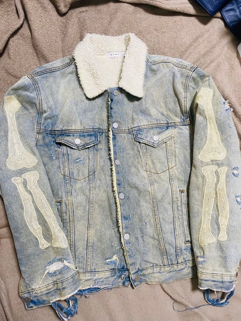 mnml 骨刺繍 デニムジャケット vintage スタジャン スカジャン