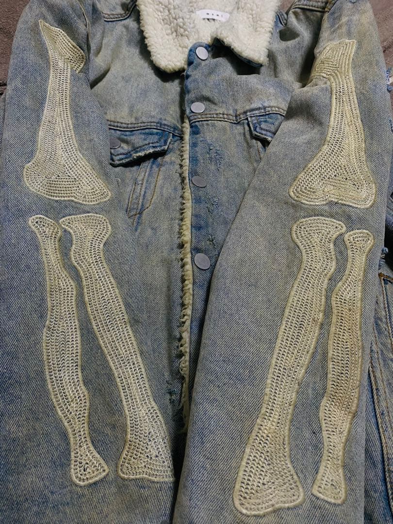 mnml 骨刺繍 デニムジャケット vintage スタジャン スカジャン