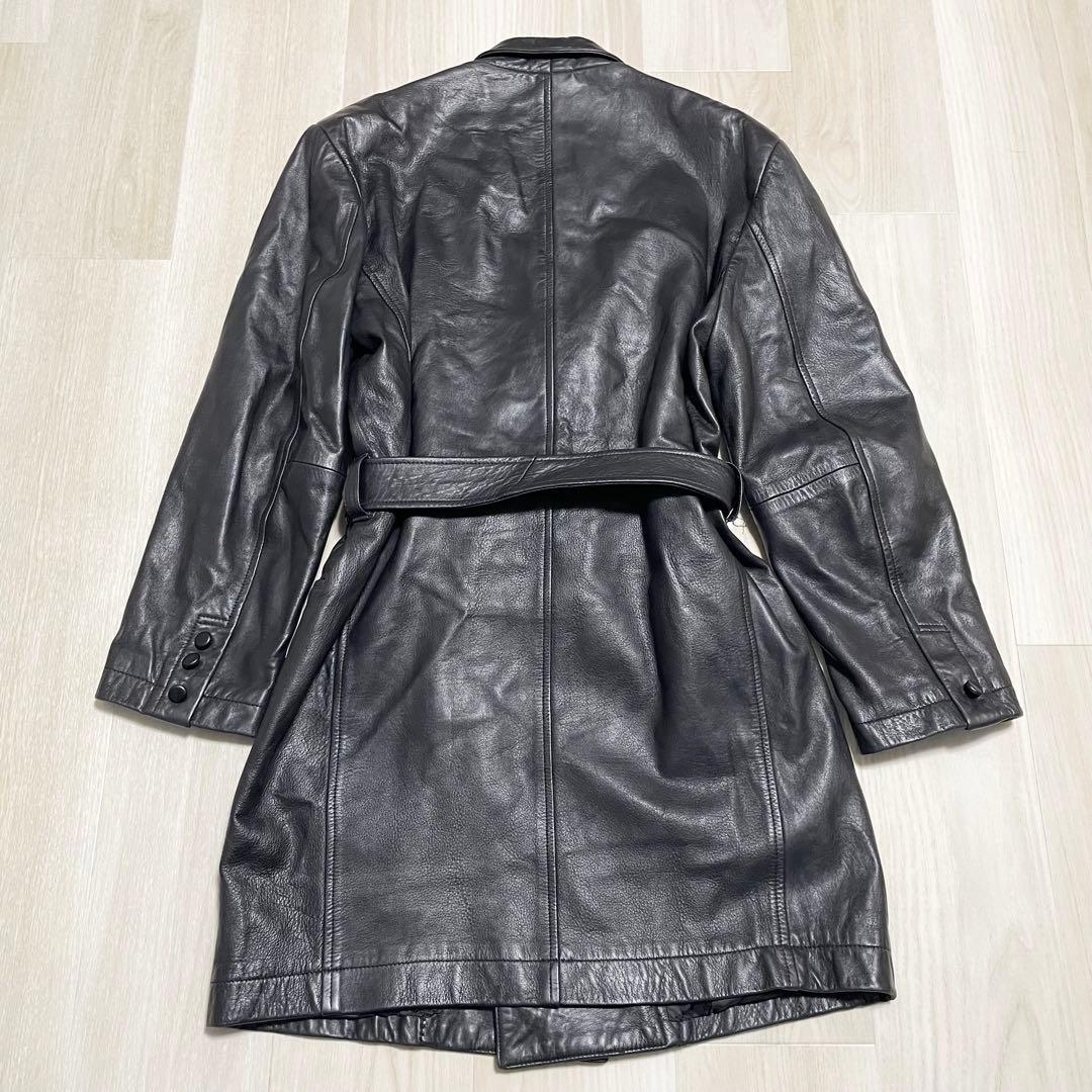 WORKSHOP 【希少 美品】レザートレンチコート 黒 ヨウジヤマモト メンズ