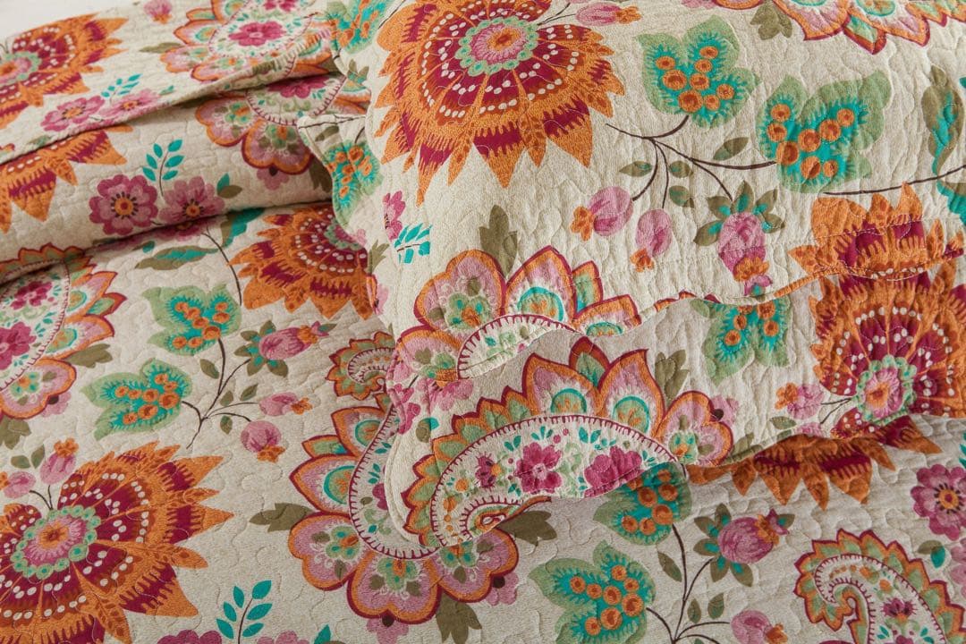 キルトベッドカバー3点セット綿マルチカバー キルティング WET