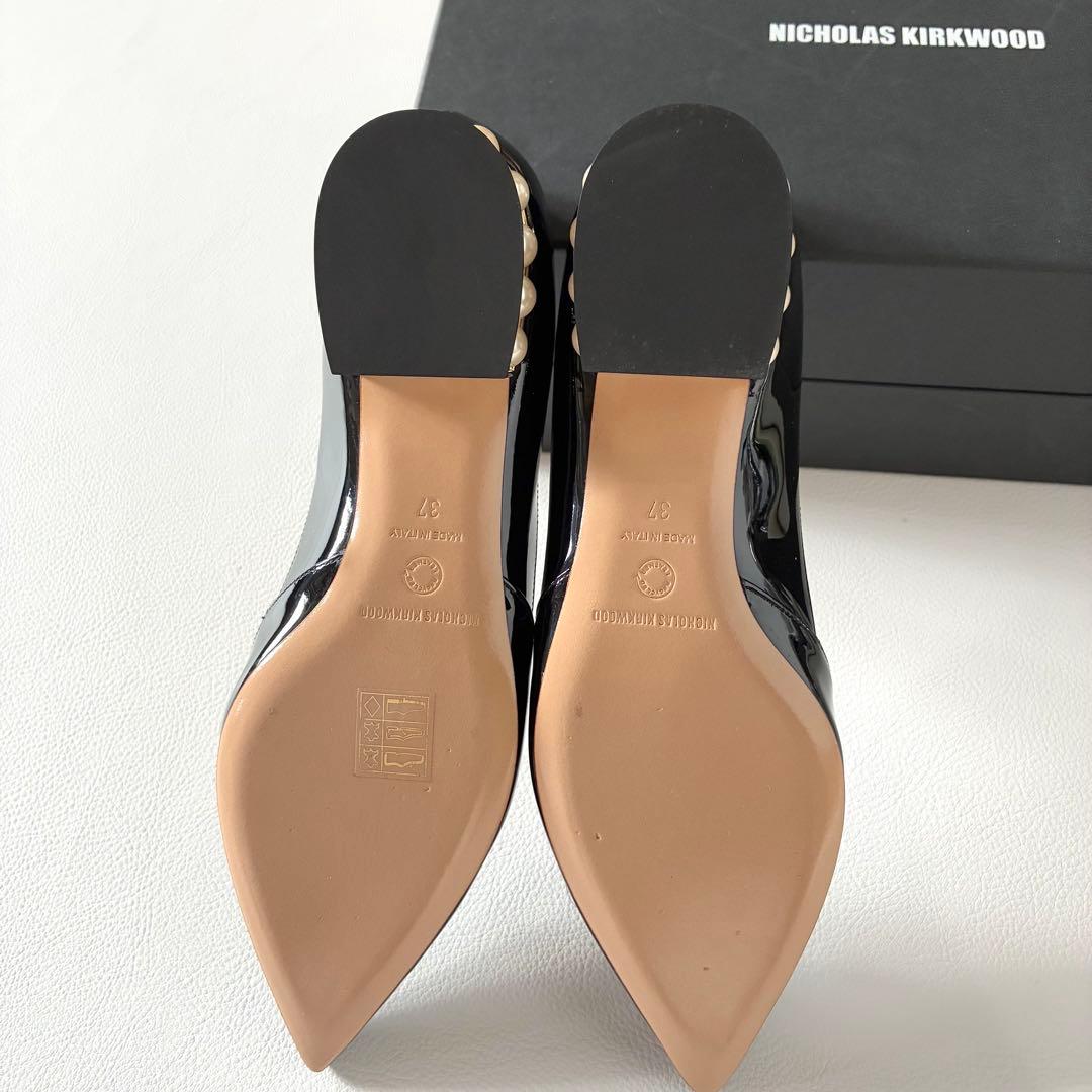 未使用✨ニコラスカークウッド　エナメルパンプス　パール　ポインテッドトゥ　37