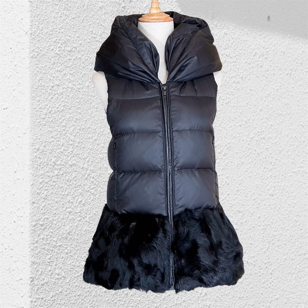 ダイアグラム　ダウンベスト　フード　ラムファー　異素材ドッキング　S