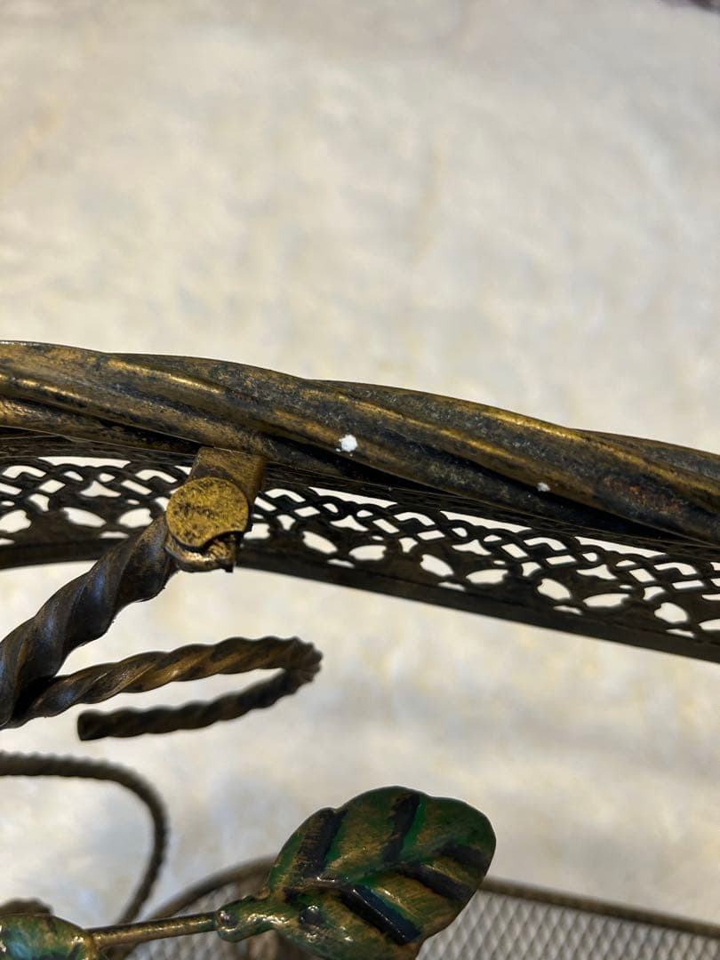 ヴィンテージ ミッドセンチュリー ガラス天板 真鍮キャスター HMC 薔薇