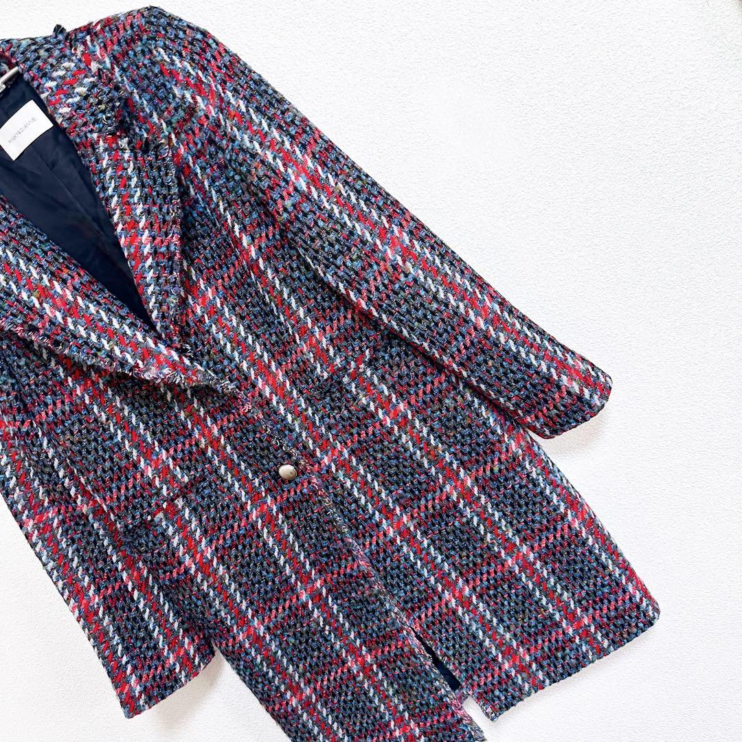 【 ピンキーアンドダイアン 】　ツイード　フリンジ　チェスターコート　テーラード