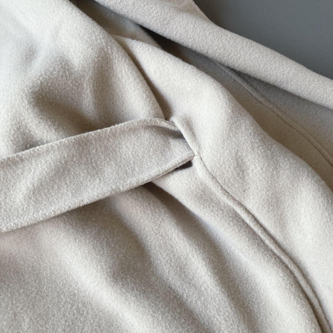 s*a様 ソージュ　ウールリバーローブコート　ロング　ベルト付き　グレージュ　S