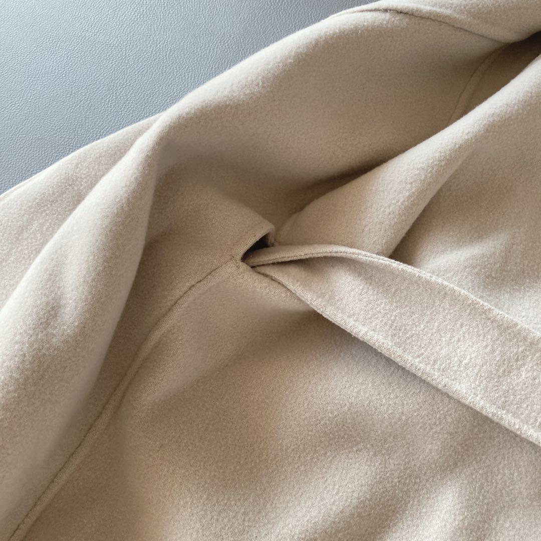 s*a様 ソージュ　ウールリバーローブコート　ロング　ベルト付き　グレージュ　S