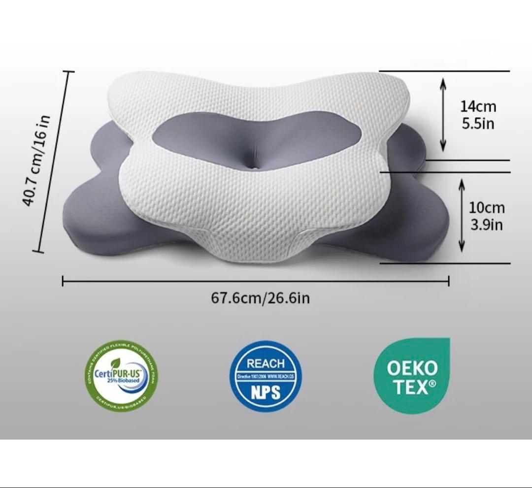 人間工学メモリーフォーム枕 ホワイト/グレー