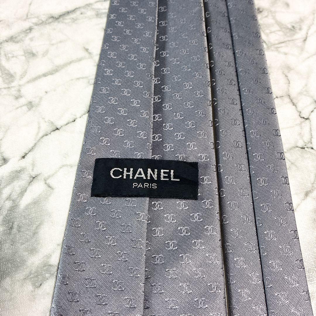 ✨美品✨CHANEL 全面ココマーク　シルバー　ネクタイ
