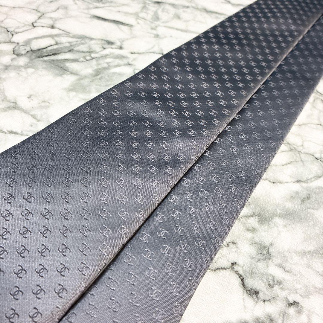 ✨美品✨CHANEL 全面ココマーク　シルバー　ネクタイ