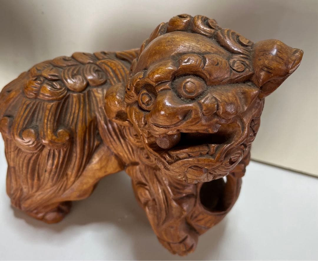 骨董品　置物　対の狛犬　細工品　シーサー　？