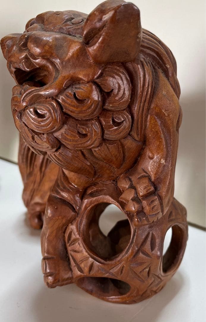 骨董品　置物　対の狛犬　細工品　シーサー　？