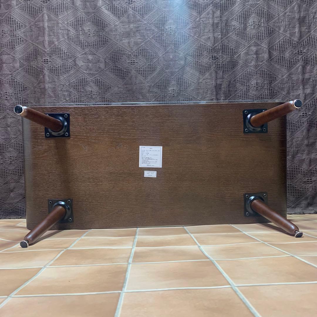 【美品】北欧風 センターテーブル ニトリ 曲げ木 プライウッド ガラステーブル