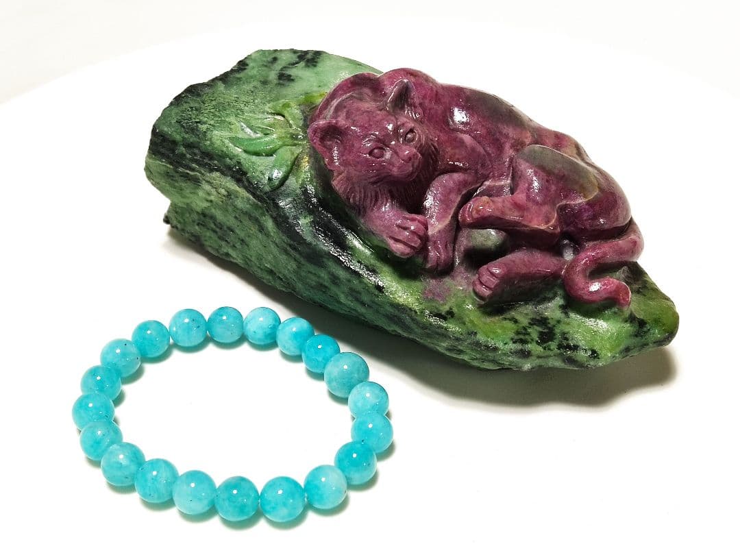 パワーストーン　リアルトム&ジェリー　ルビーゾイサイト　805g　No.85