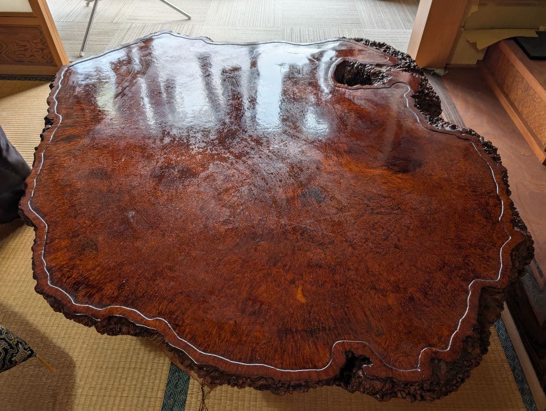 天然木製 光沢座卓