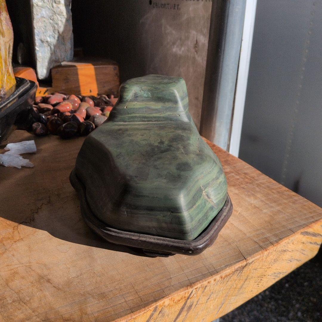 北海道日高産　青虎石　5.1キロ 鑑賞石 石　置物　オブジェ　インテリア