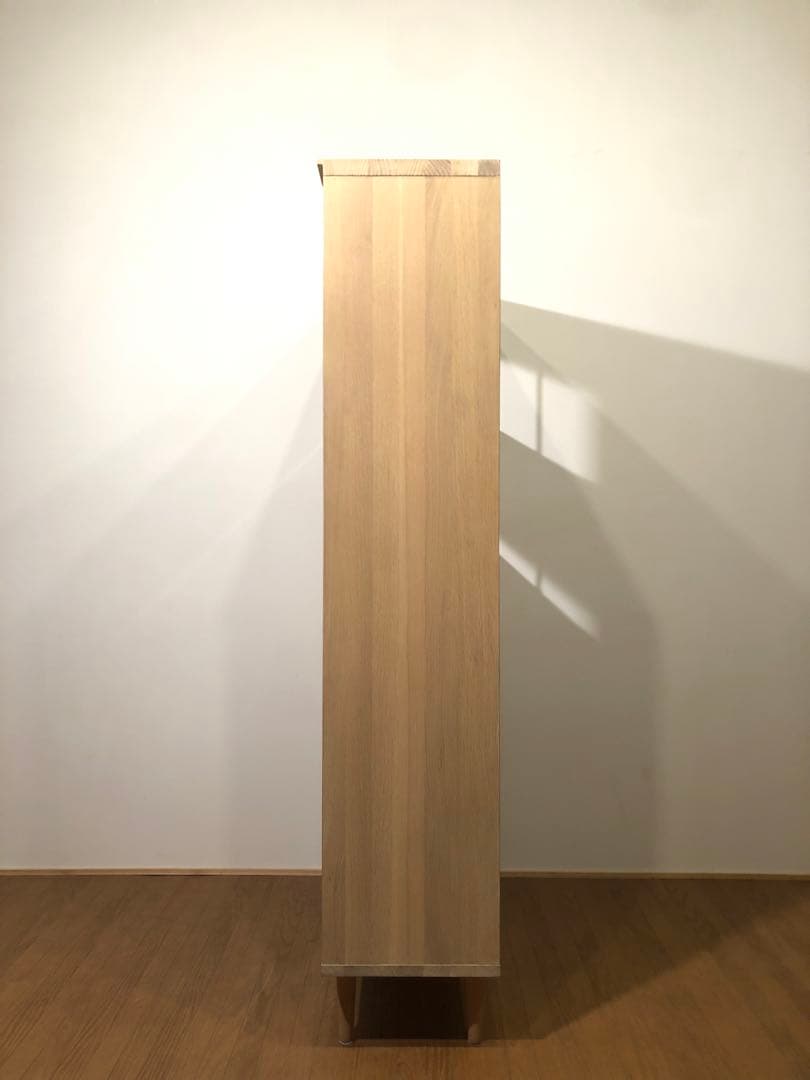 工房製作 オーク無垢 楢無垢材 本棚 飾り棚 真鍮 ホワイトオイル仕上 店舗什器