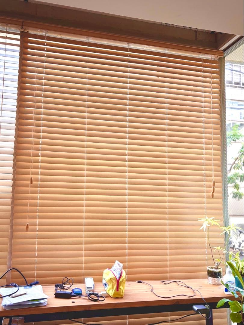 木製ブラインド 幅165-170cm × 高さ230cm ナチュラル 1個