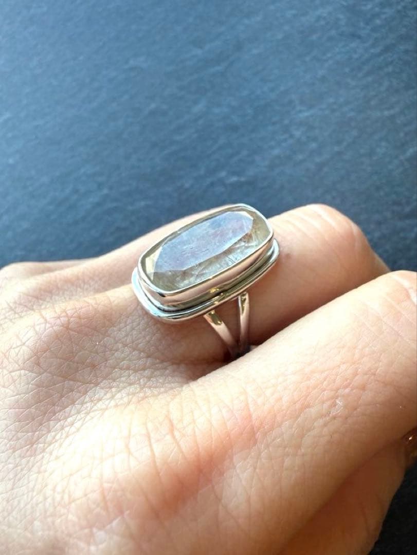 【希少】大粒ゴールデンルチルクォーツ　リングSV925