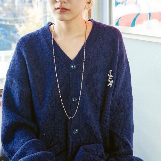 wind and sea モヘアカーディガン ネイビー XL