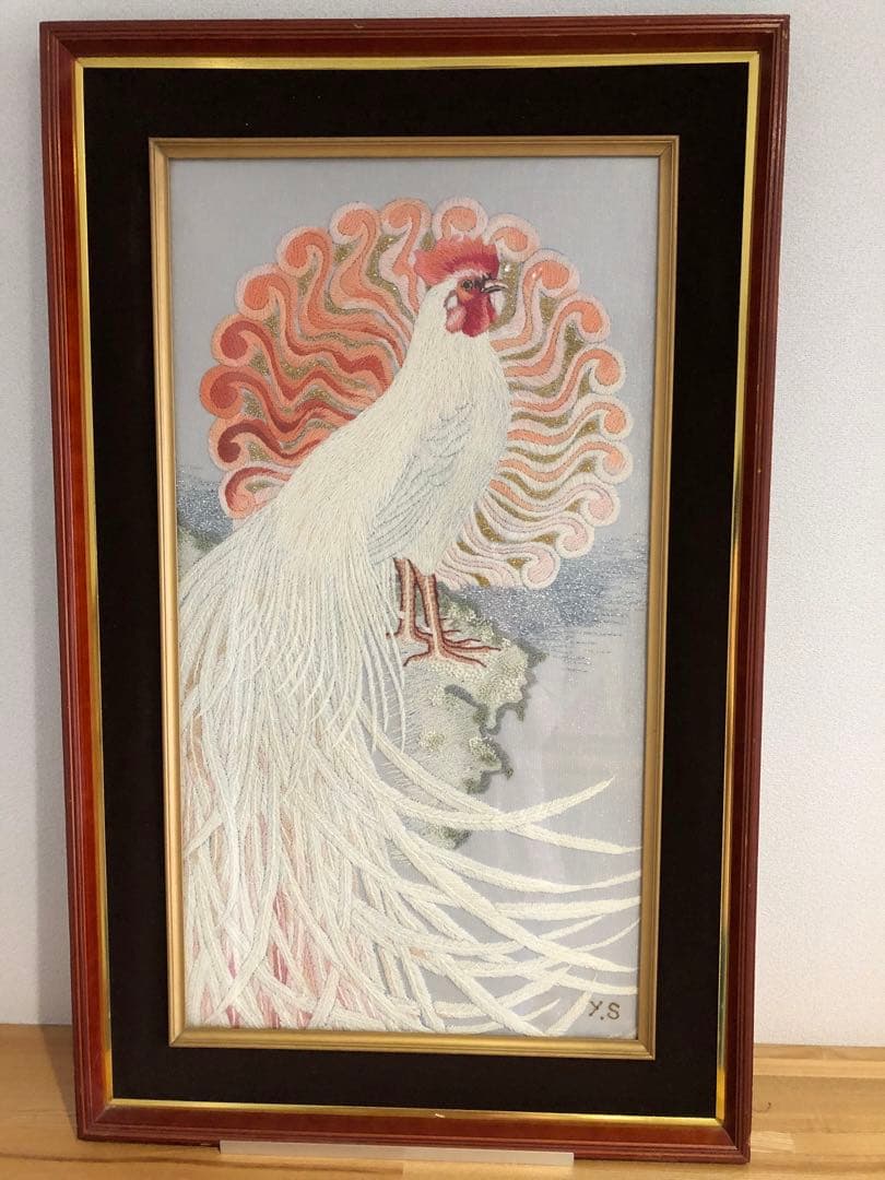 文化刺繍尾長鶏