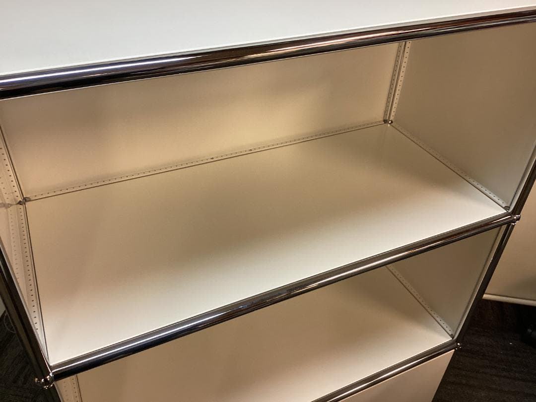 USMハラー ３段 オープンキャビネット シェルフ ホワイト ドロップダウン