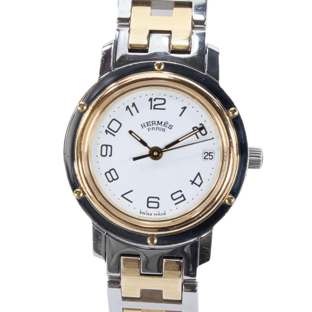 エルメス 腕時計 3針 レディース クリッパー CL3.240 白 H文字ベルト