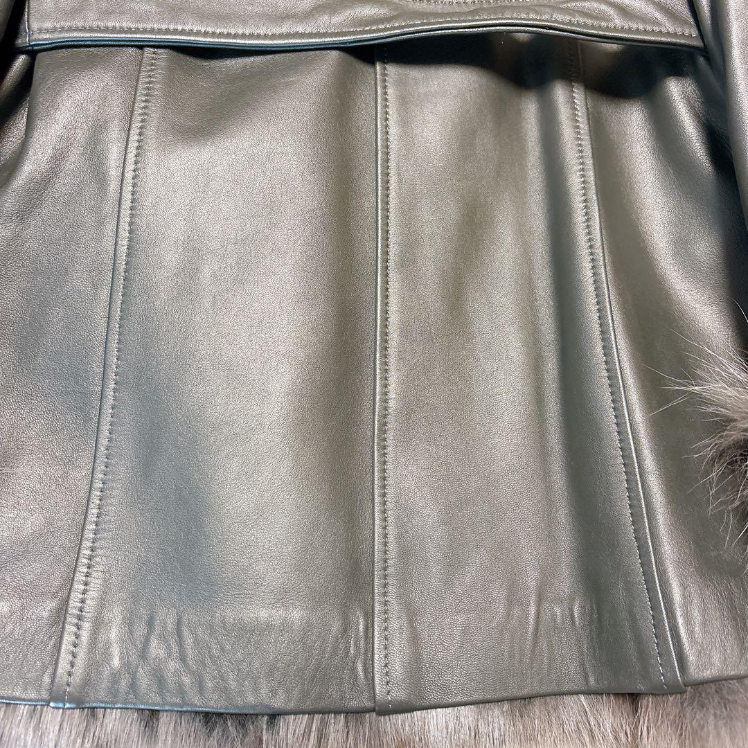 極美品BALMAIN ベルト付きレザー ファー ジャケット黒L〜XLフォックス