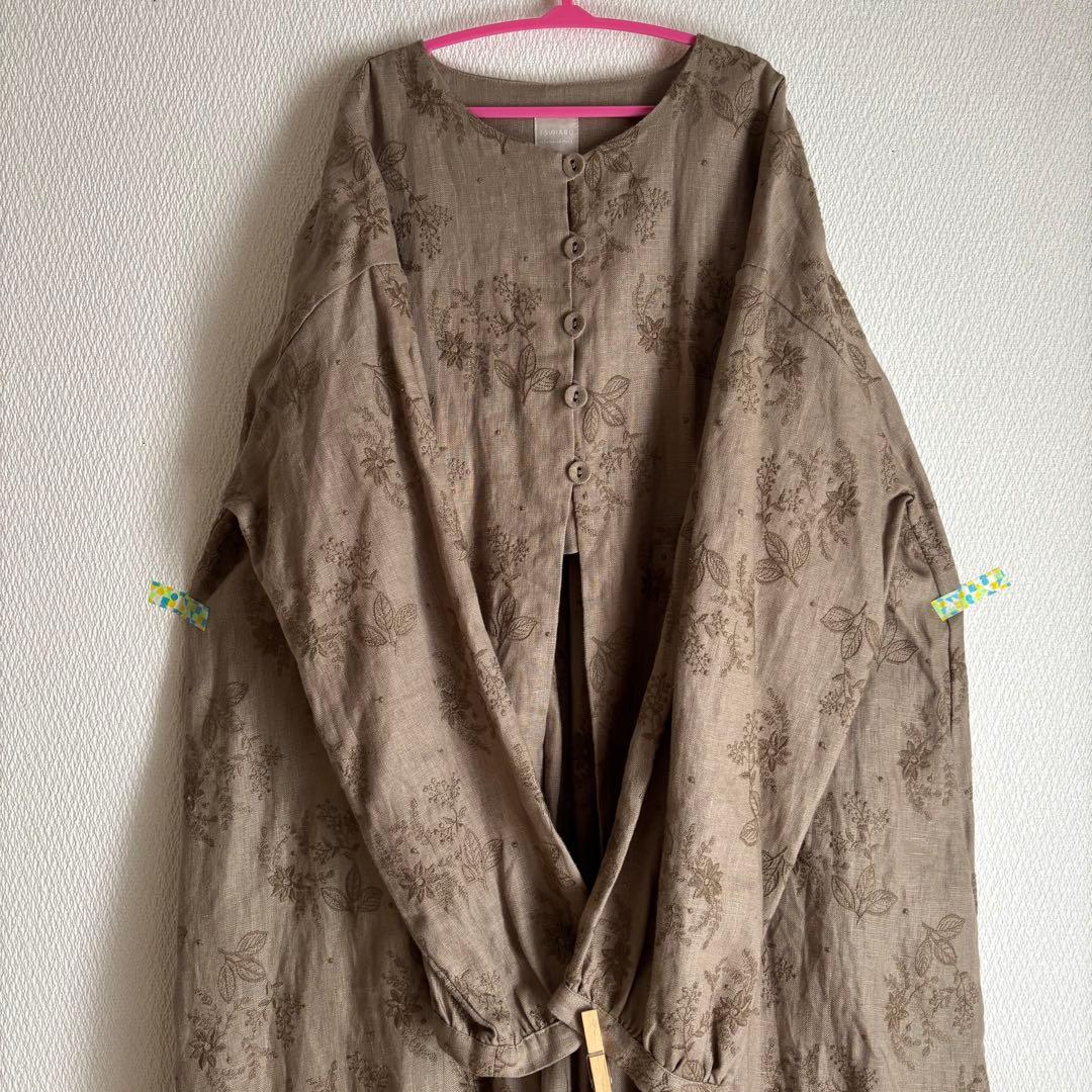 【新品】ツハル　リネン総刺繍コートワンピース　羽織　スプリングコート