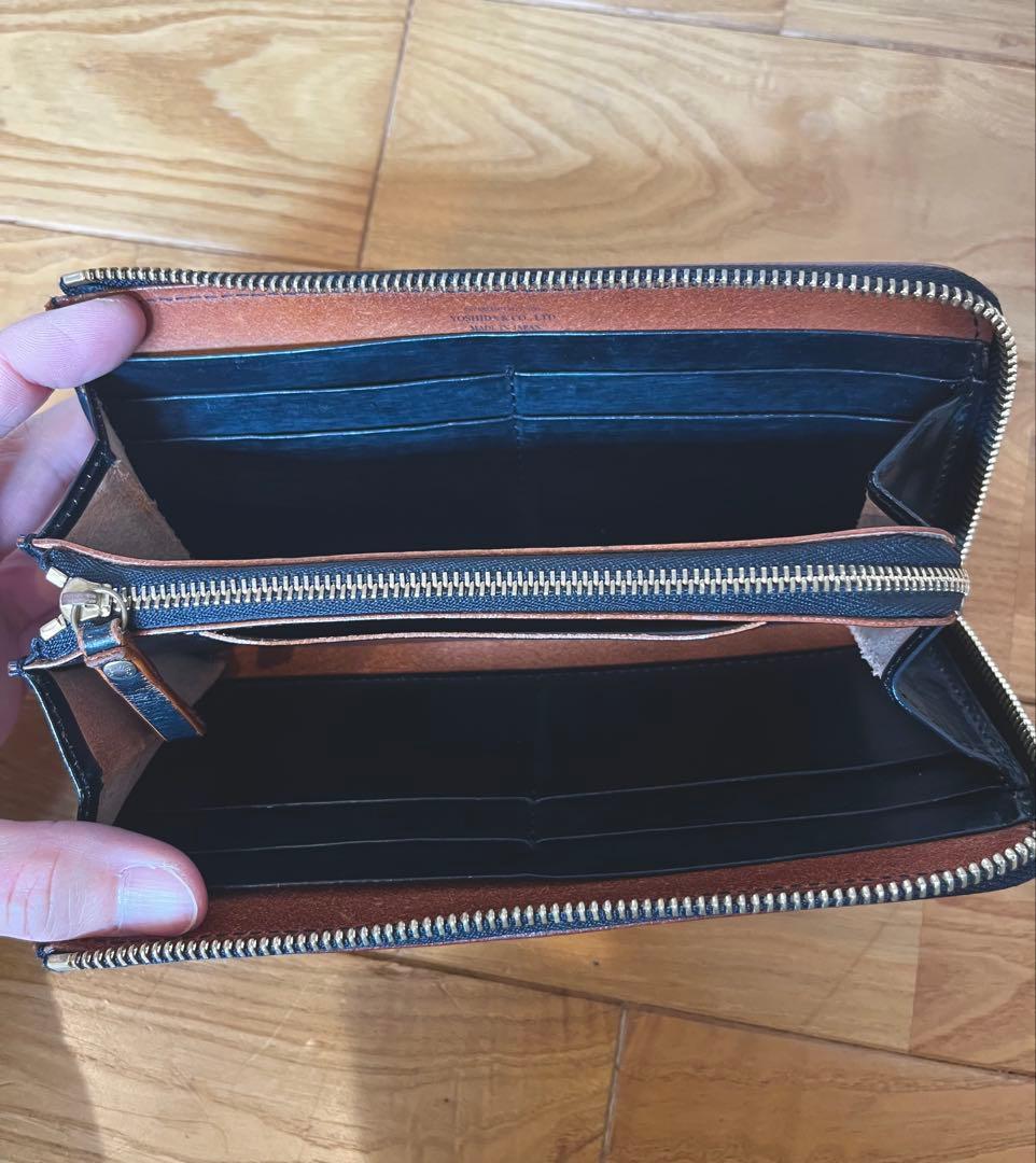PORTER ブラックレザー 長財布 ジップ式