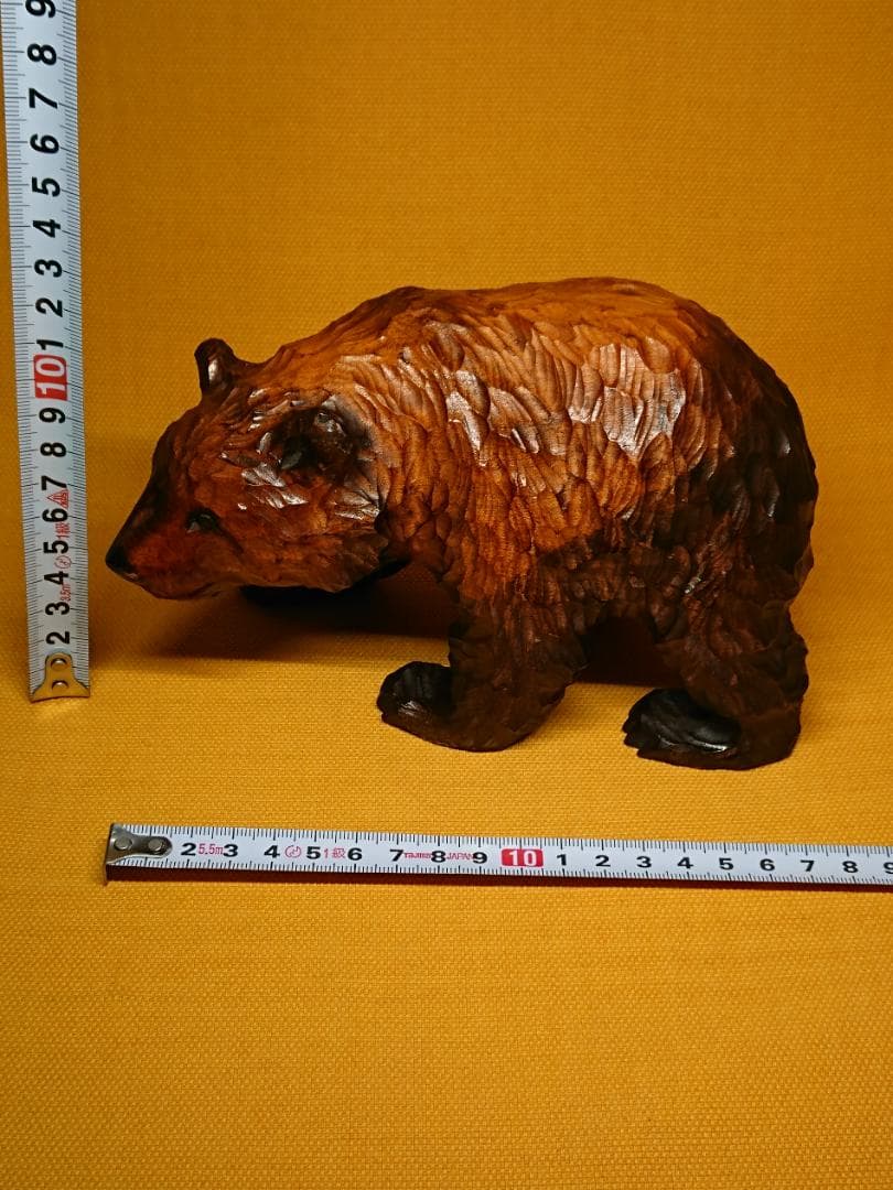 【美品】木彫　クマ　熊　インテリア　置物　工芸品　美術品　A3419