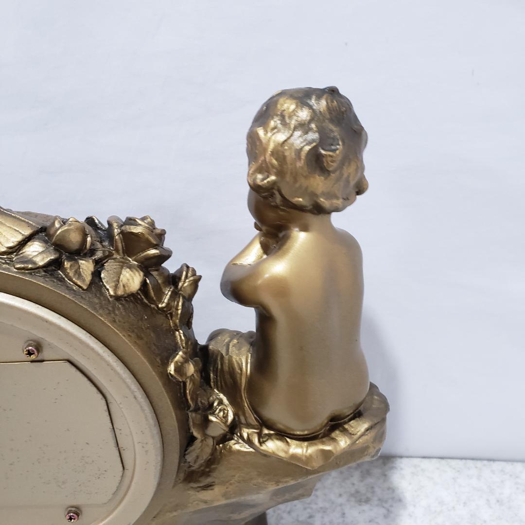 リズム時計 アンティーク 天使 置時計