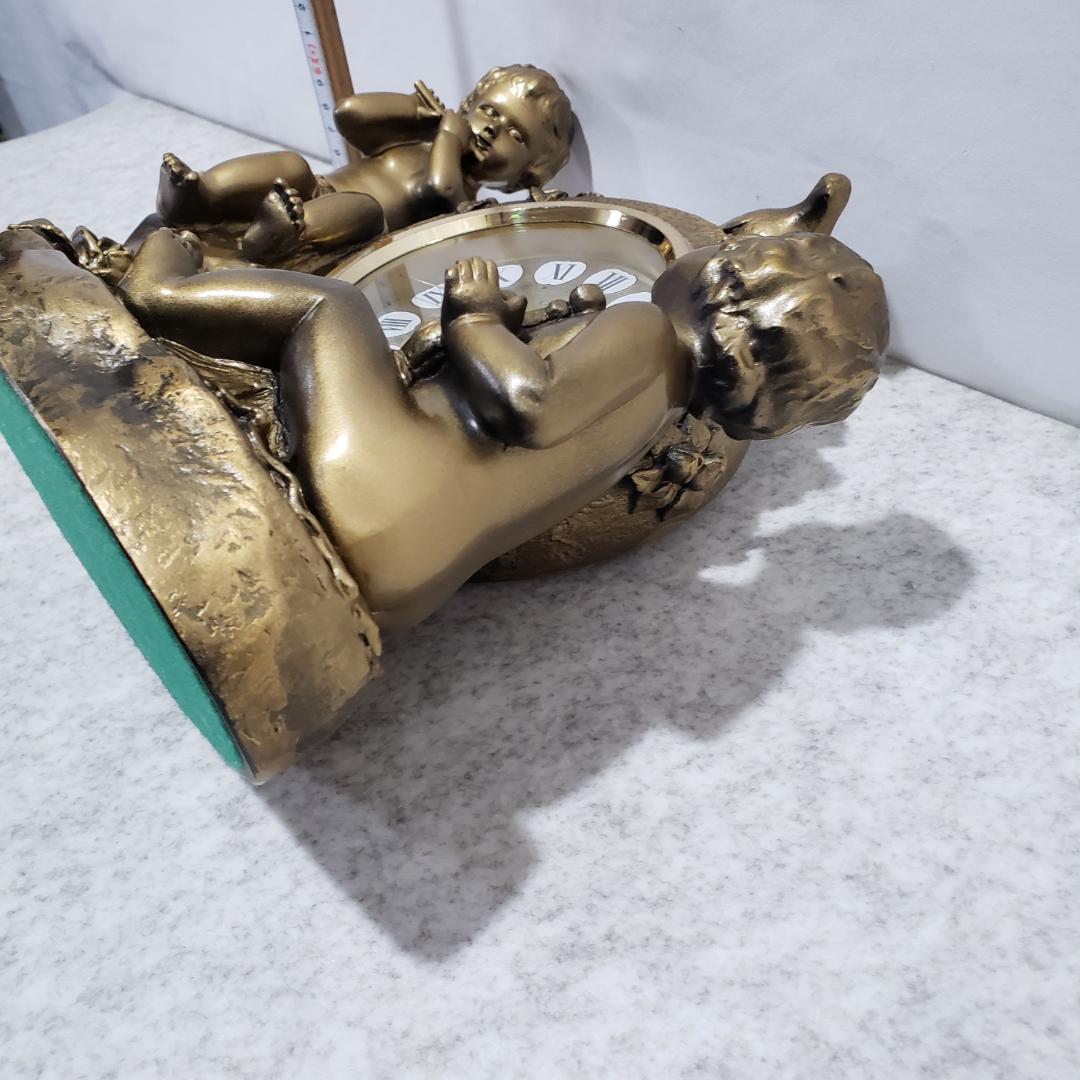 リズム時計 アンティーク 天使 置時計