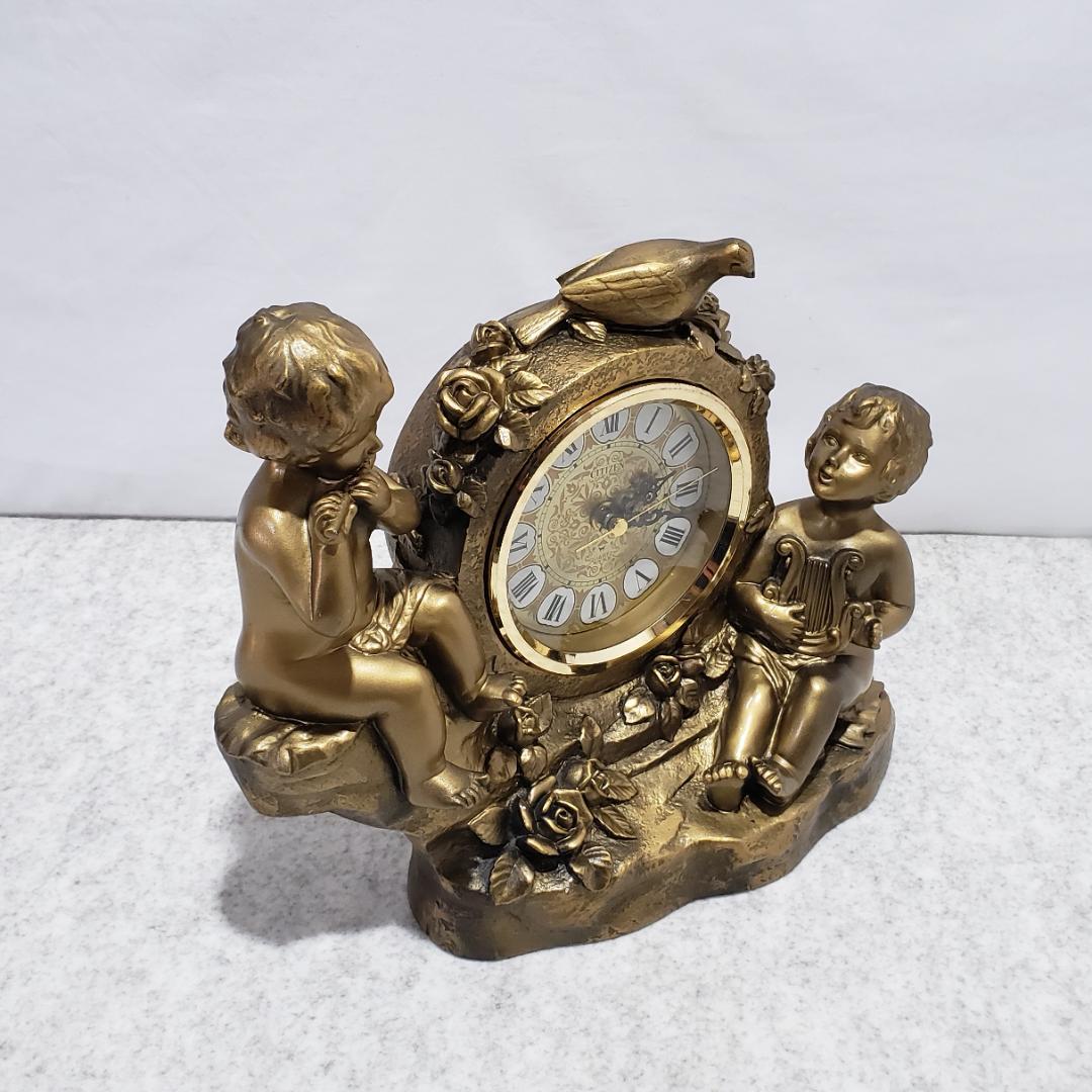 リズム時計 アンティーク 天使 置時計