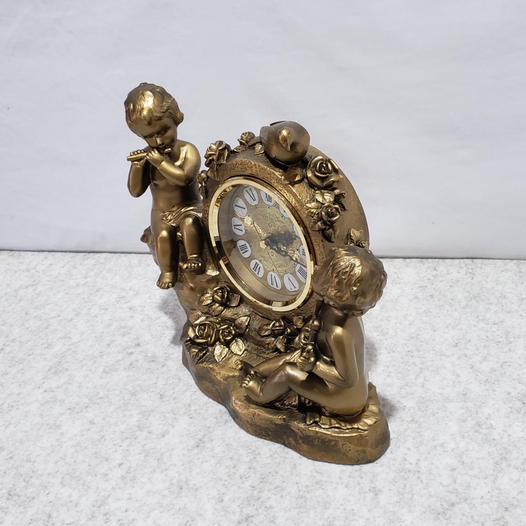リズム時計 アンティーク 天使 置時計