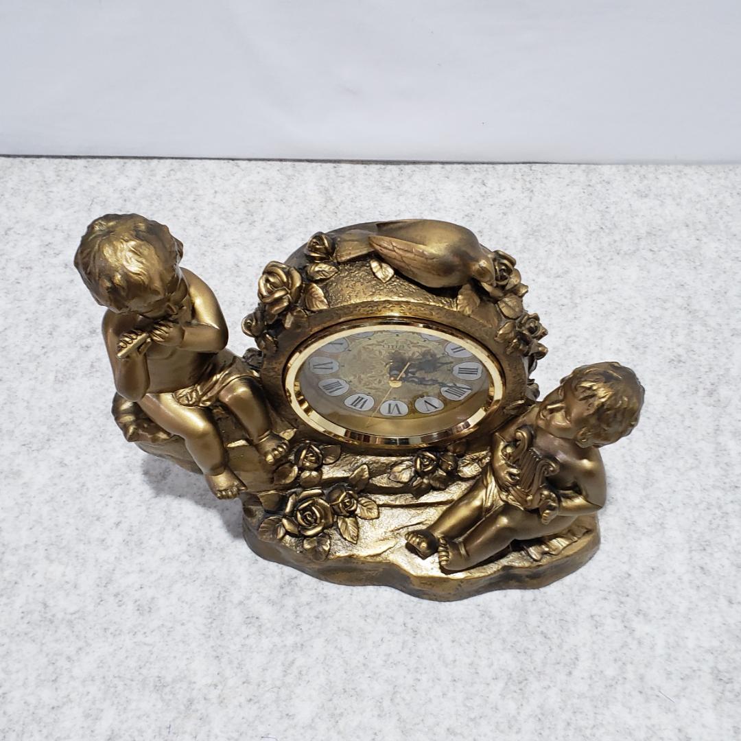 リズム時計 アンティーク 天使 置時計