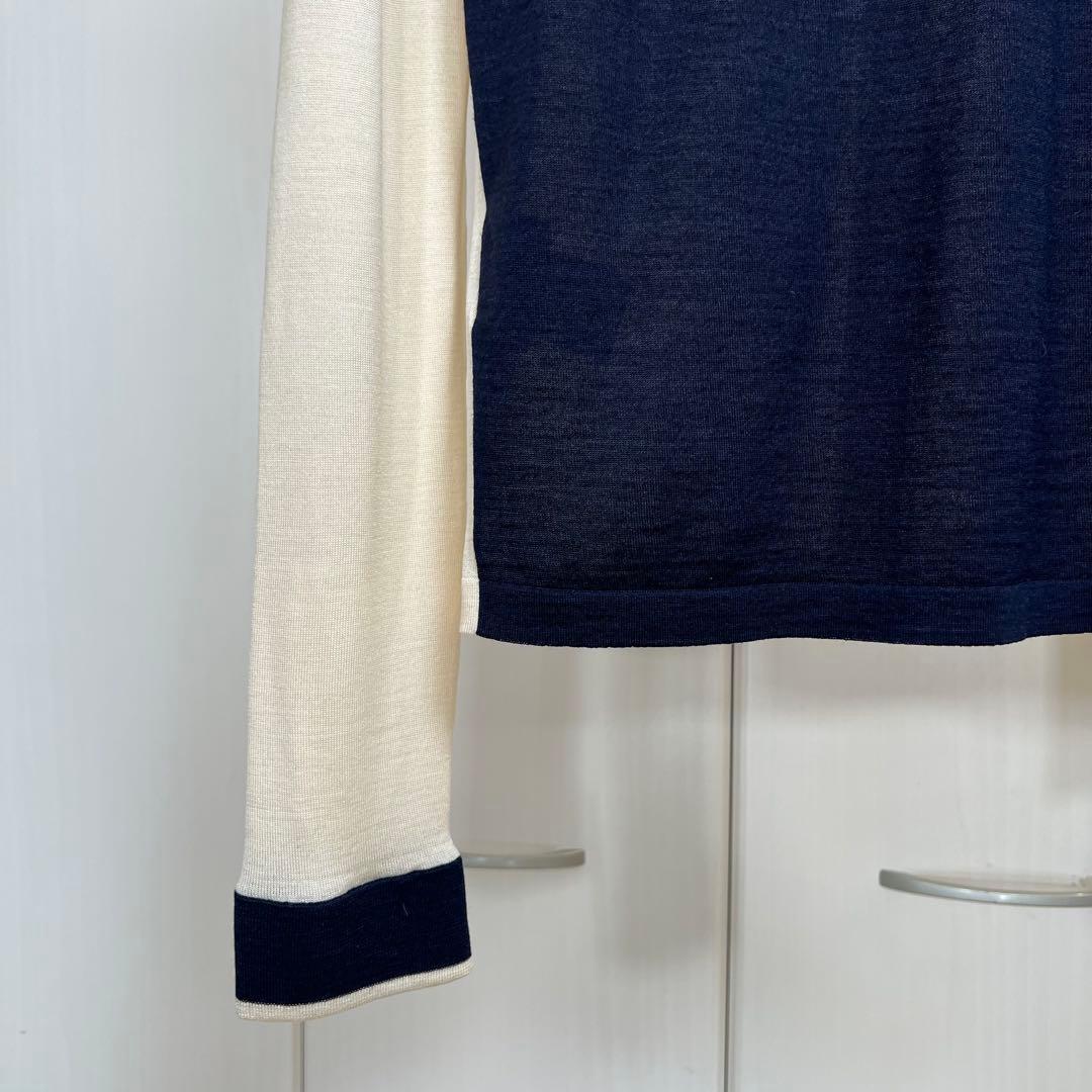 JIL SANDER 14SS 本人期 バイカラー ウールシルク カーディガン