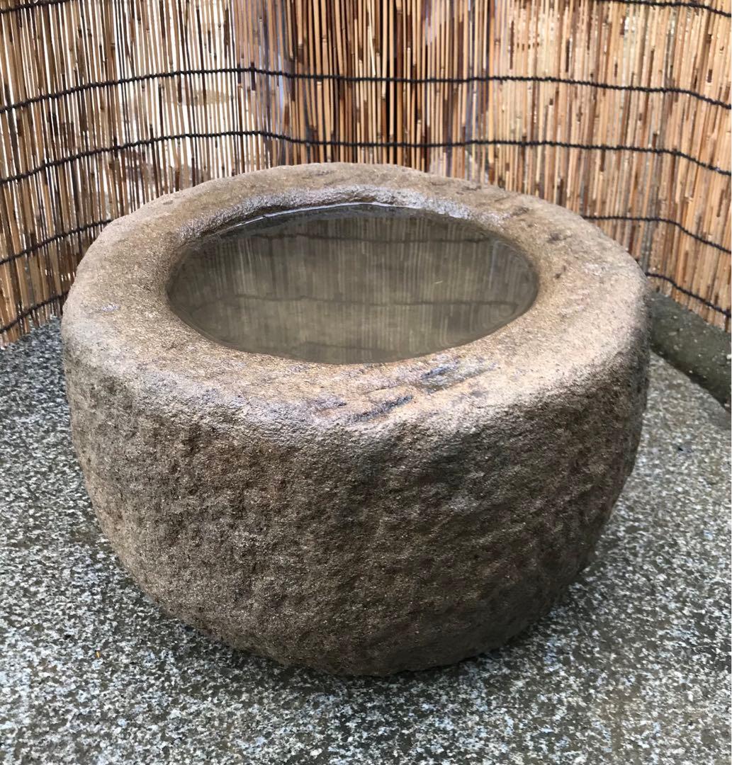 【天然石・水鉢・蹲・庭石・庭園材料・茶庭】オブジェ箱庭苔石造園バードバス向鉢苔玉