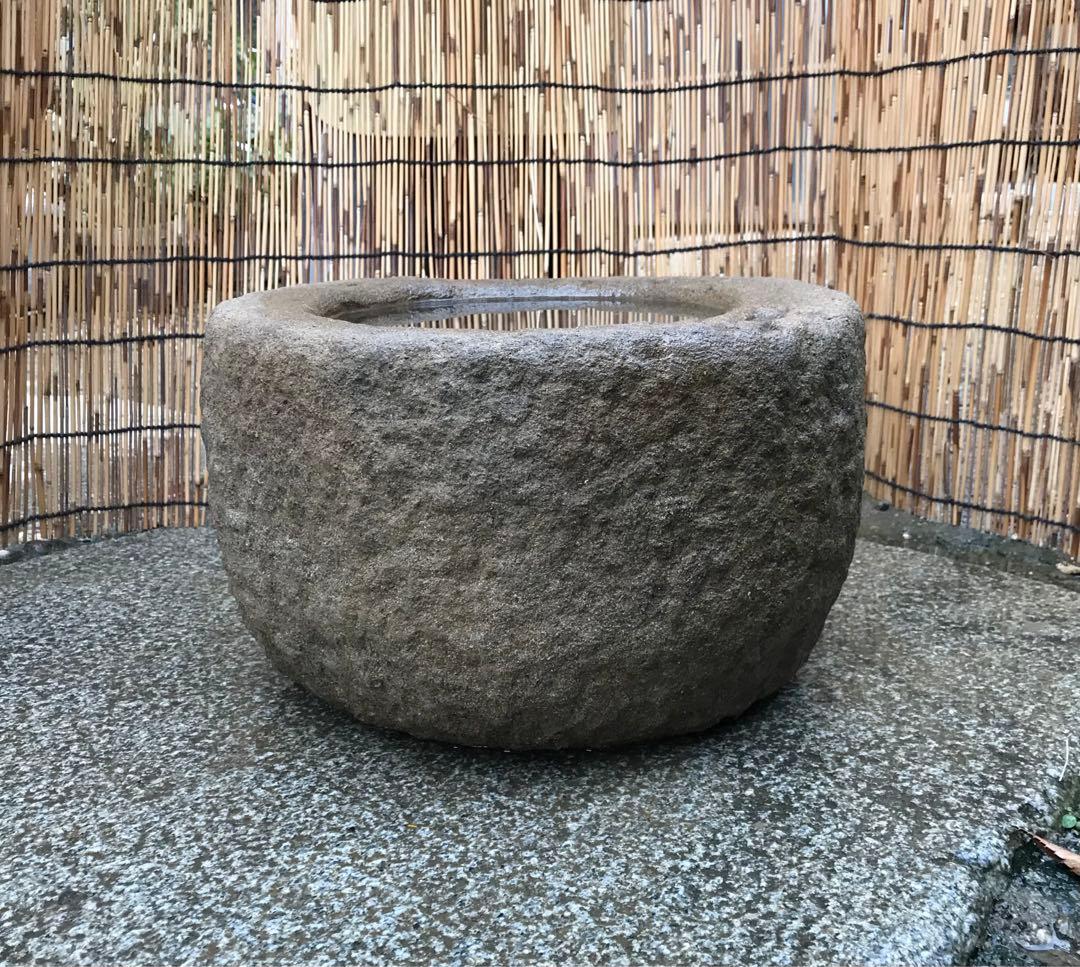 【天然石・水鉢・蹲・庭石・庭園材料・茶庭】オブジェ箱庭苔石造園バードバス向鉢苔玉