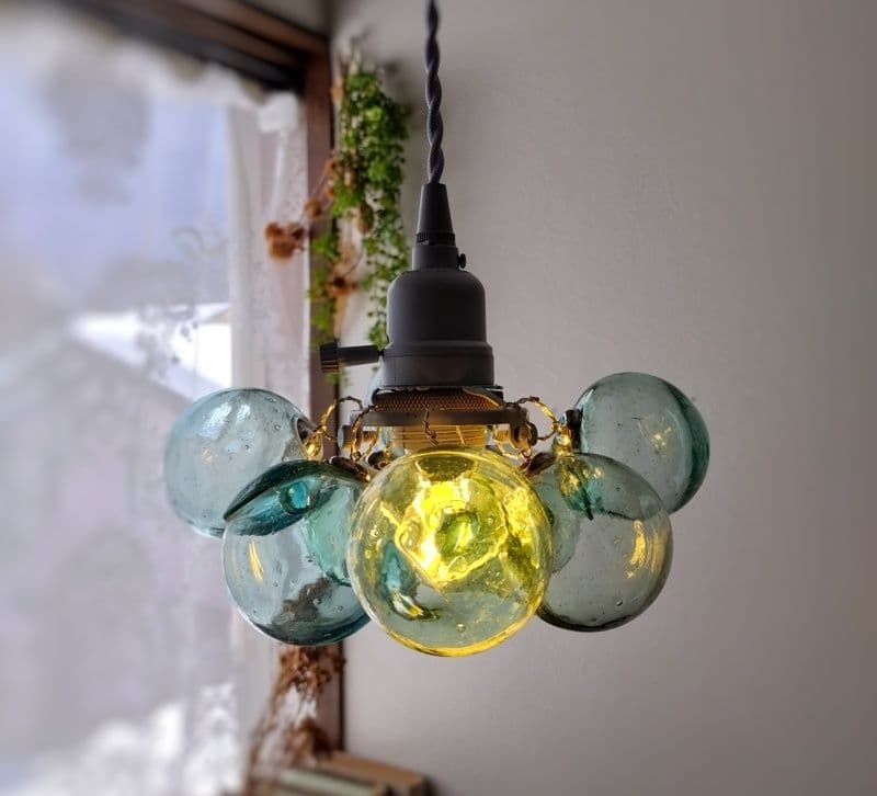 ビンテージバブルガラスランプベースホワイト