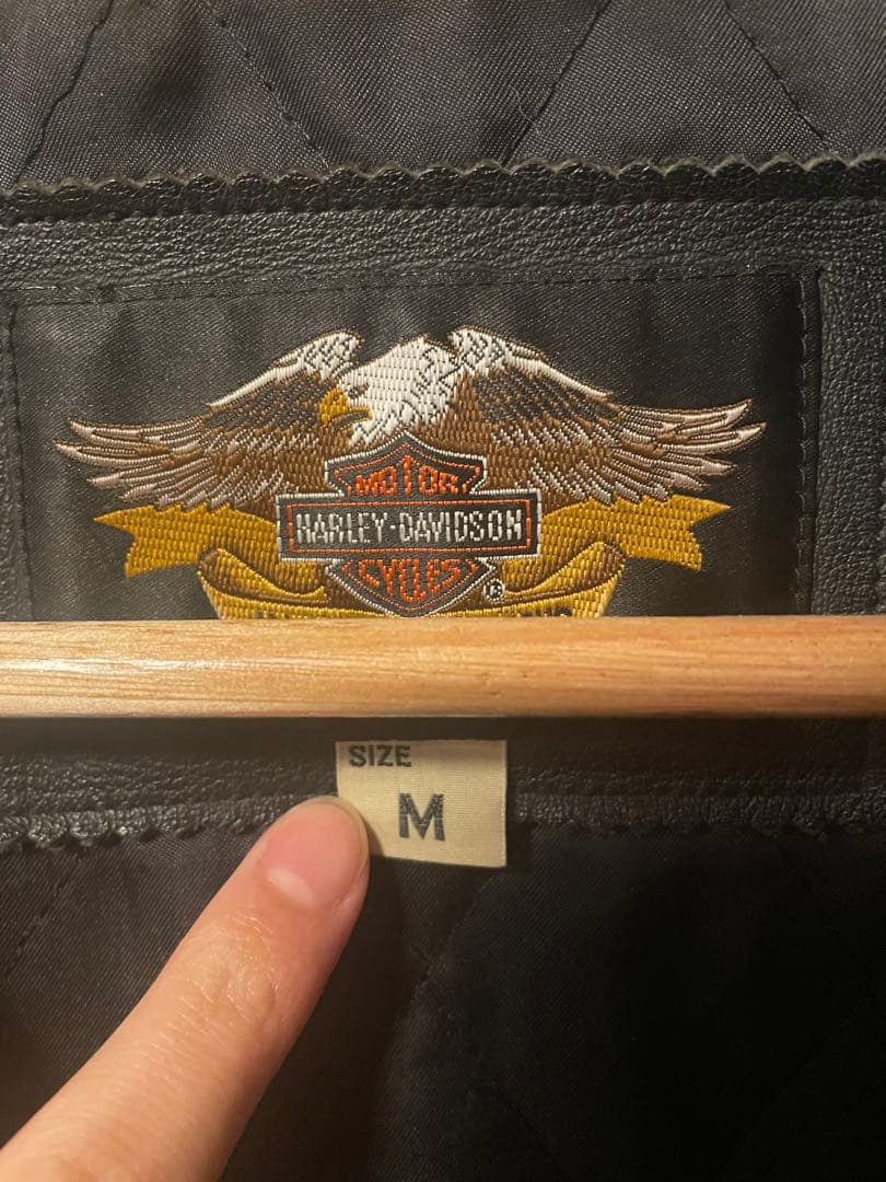 Harley-Davidsoフレイムス刺繍 ライダースジャケット M サイズ