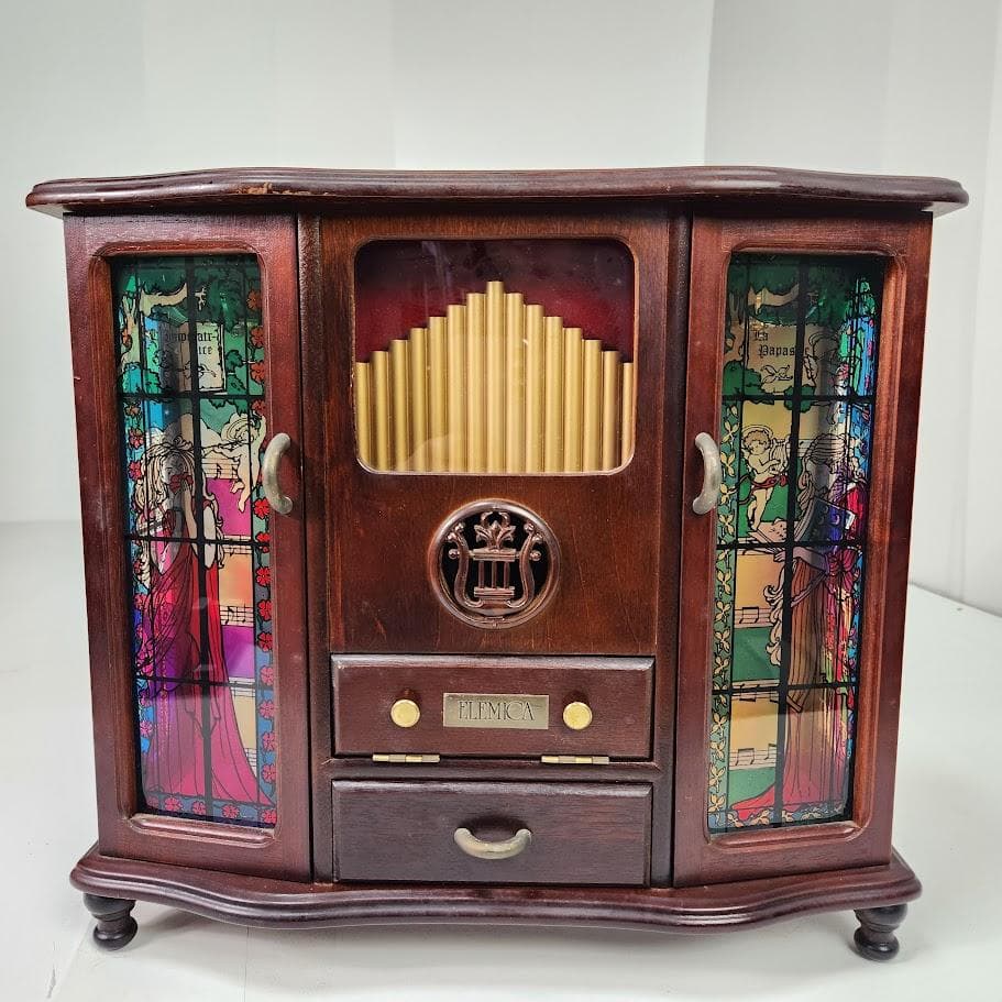 ELEMICA ジュエリーボックス オルゴール付き 木製 昭和レトロ