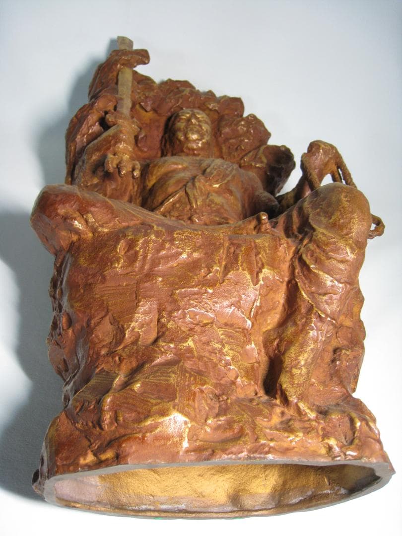 彫刻界巨匠　北村西望【不動明王　百寿　西望作】共箱　高さ約49㎝　ブロンズ製