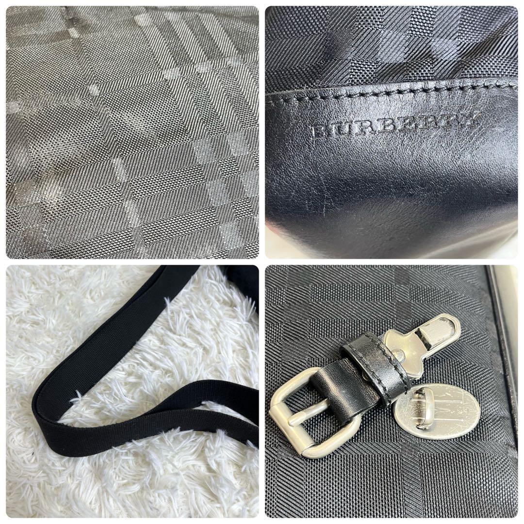 極美品✨ バーバリー ショルダーバッグ 黒 ノバチェック ロゴ型押し 大容量
