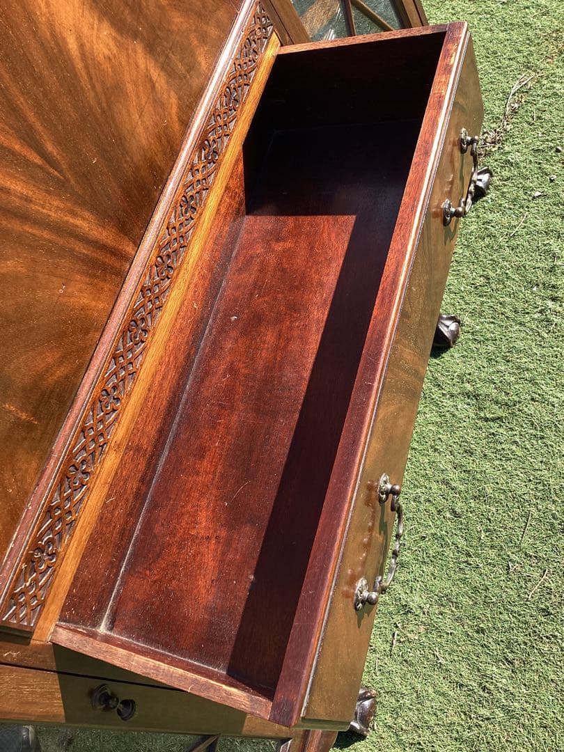 イギリスアンティーク　サイドbyサイド　キャビネット　Wビューロー