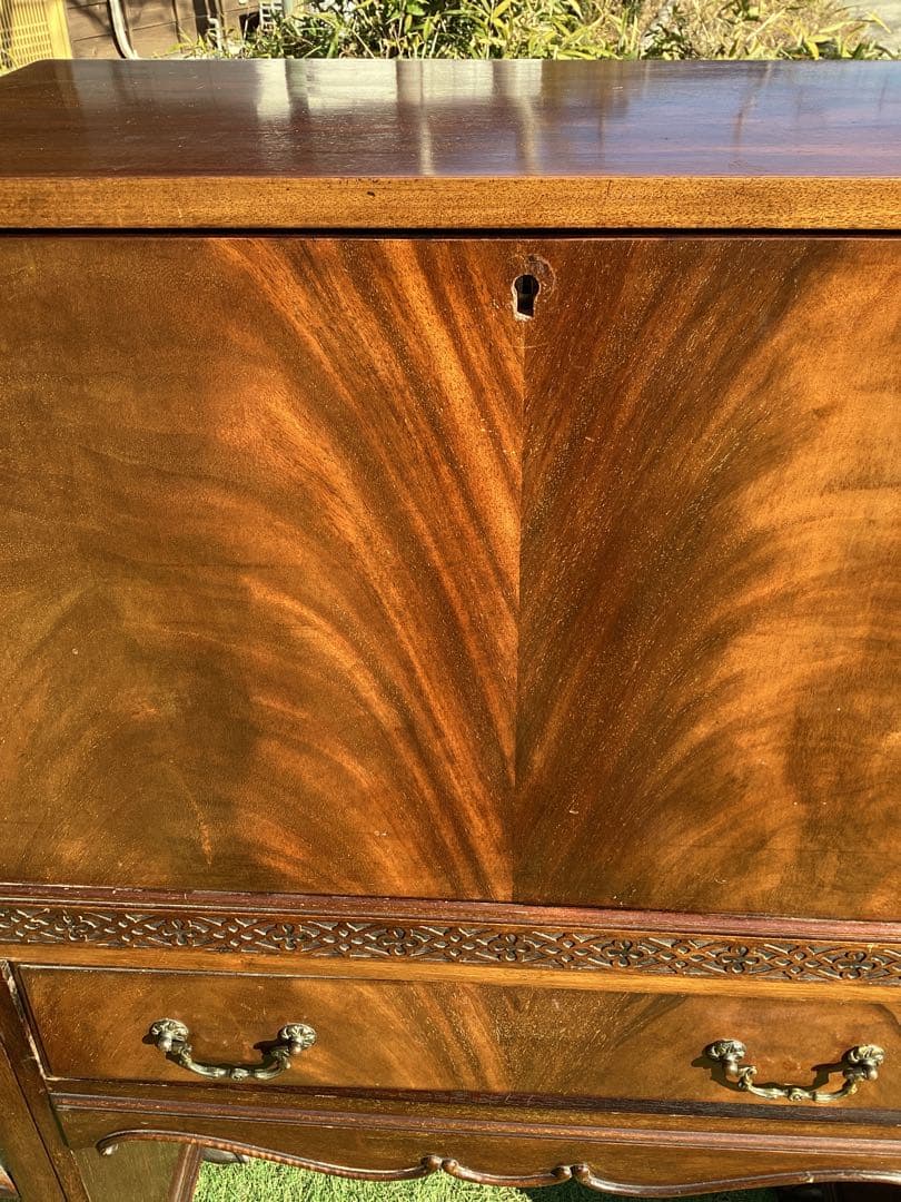 イギリスアンティーク　サイドbyサイド　キャビネット　Wビューロー