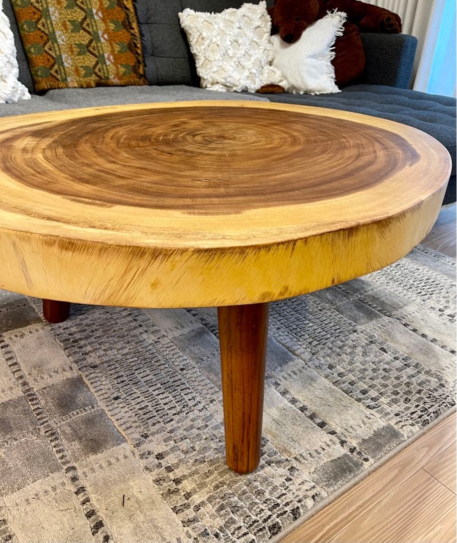 新品輸入品　高級　モンキーポッド一枚板 輪切りテーブル　モンキーポッド　TK05